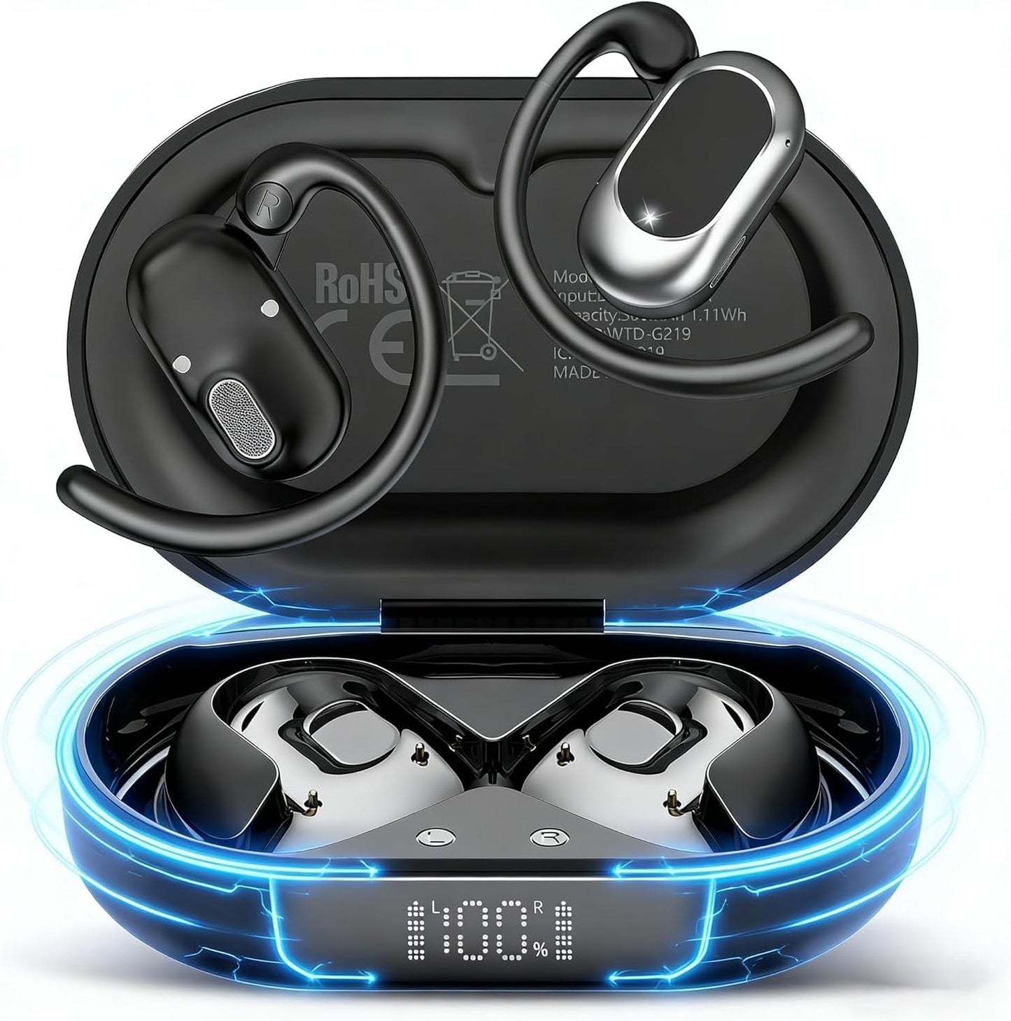 Auriculares de oreja abierta, nuevos auriculares sobre la oreja con...