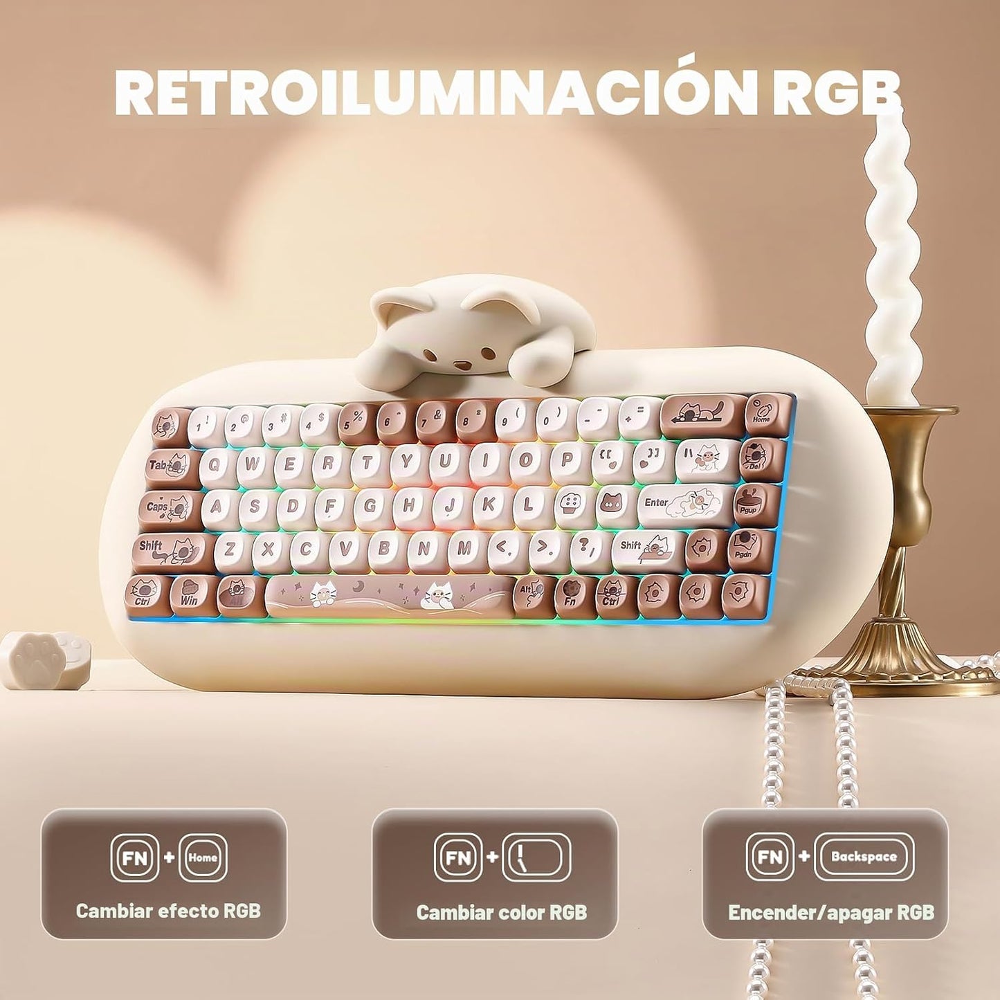 YUNZII Teclado mecánico inalámbrico C68, distribución 65%, intercam...