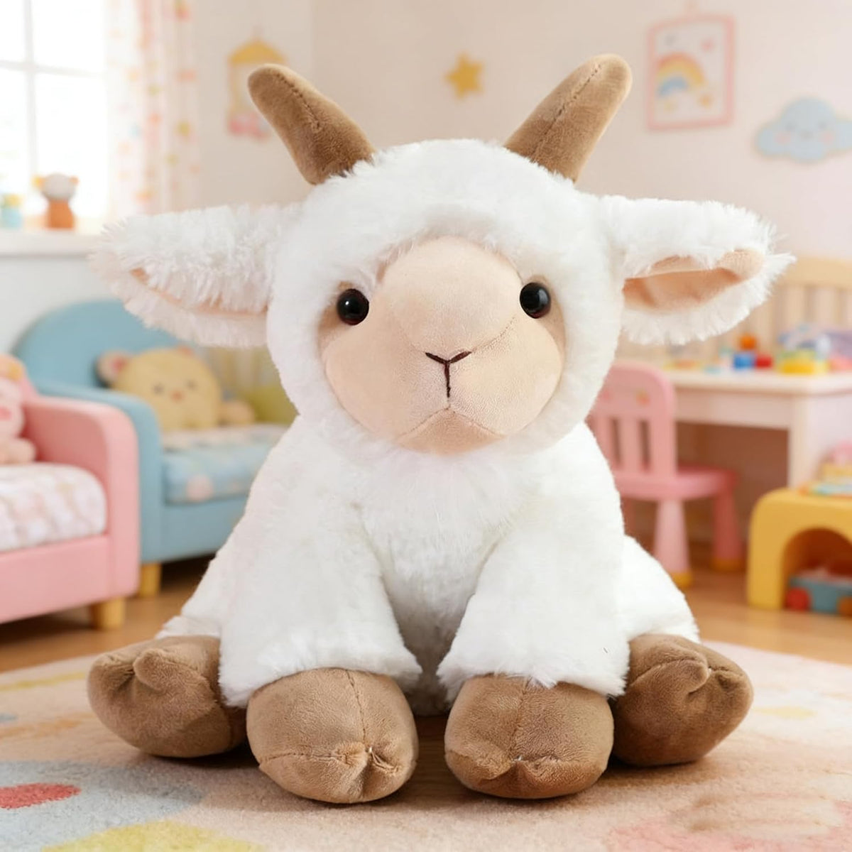 YUKOUQIAN Muñeca de peluche de cabra de 8 pulgadas para niñas y niñ...
