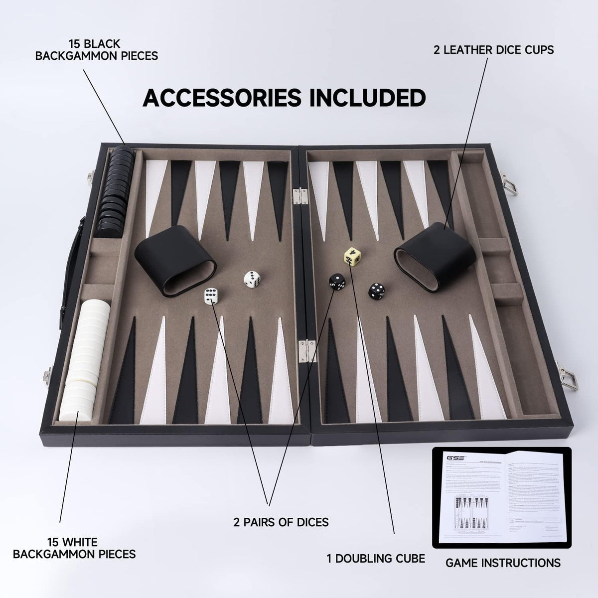 GSE Games &amp; Sports Expert - Juego de mesa de backgammon de piel...