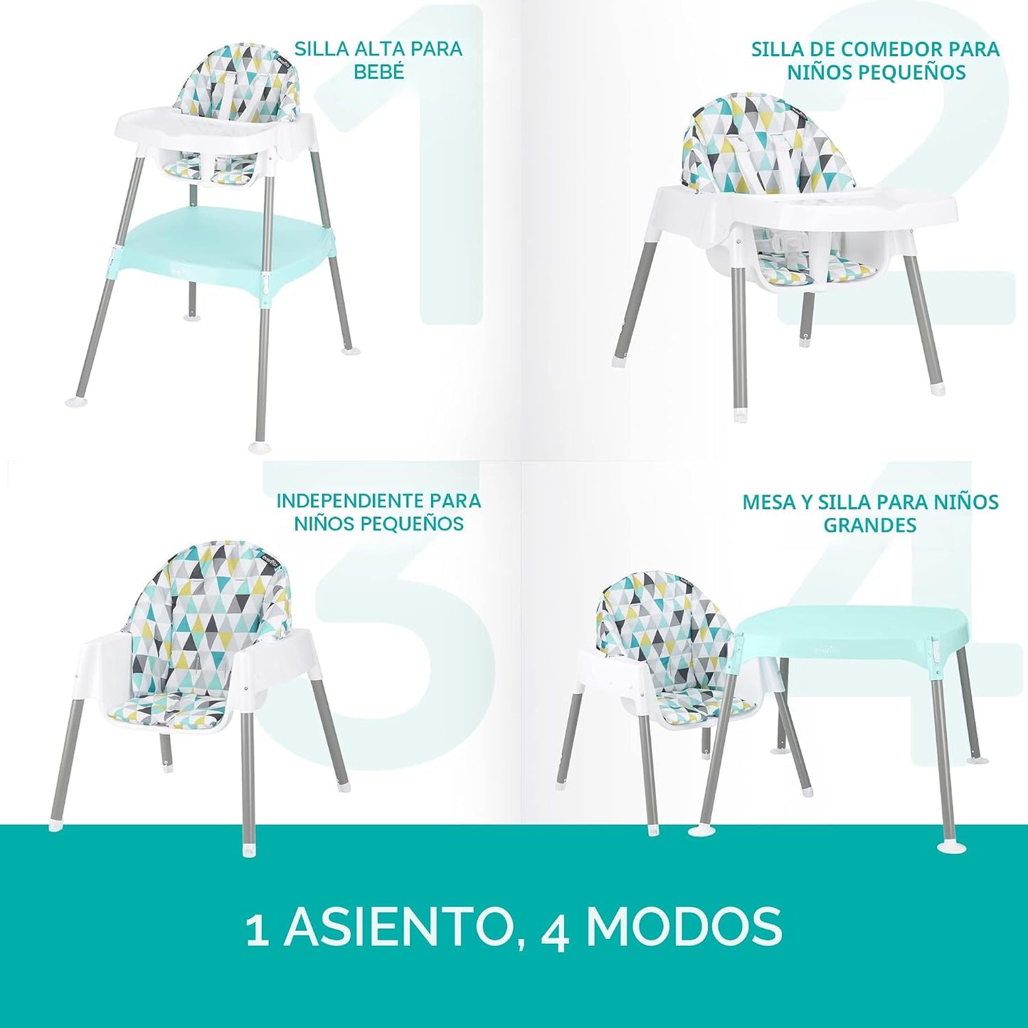 Evenflo 4-en-1 Eat & Grow Silla alta convertible, Poliéster