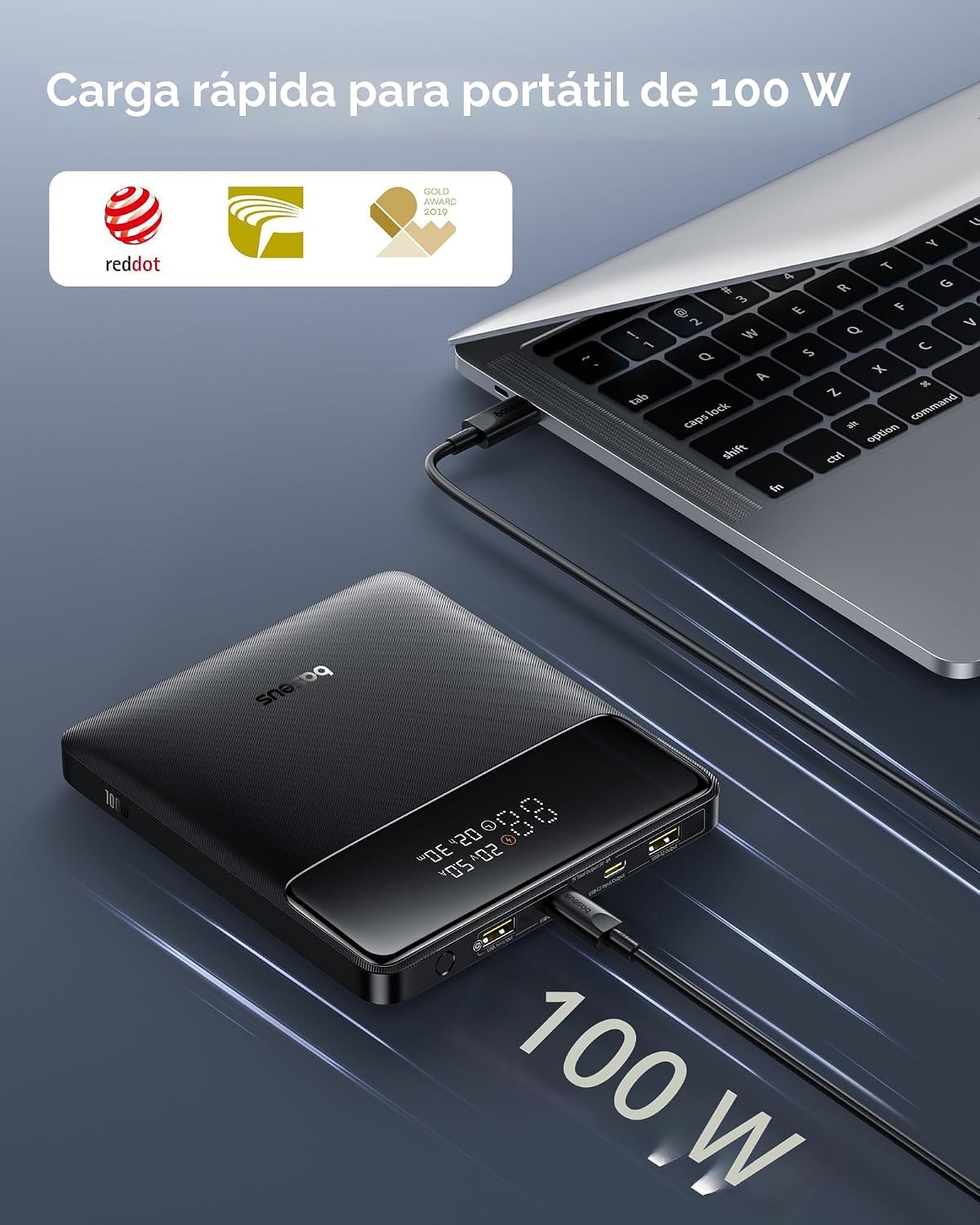 Baseus Cargador portátil para laptop 100W 20000mAh, Banco de energí...