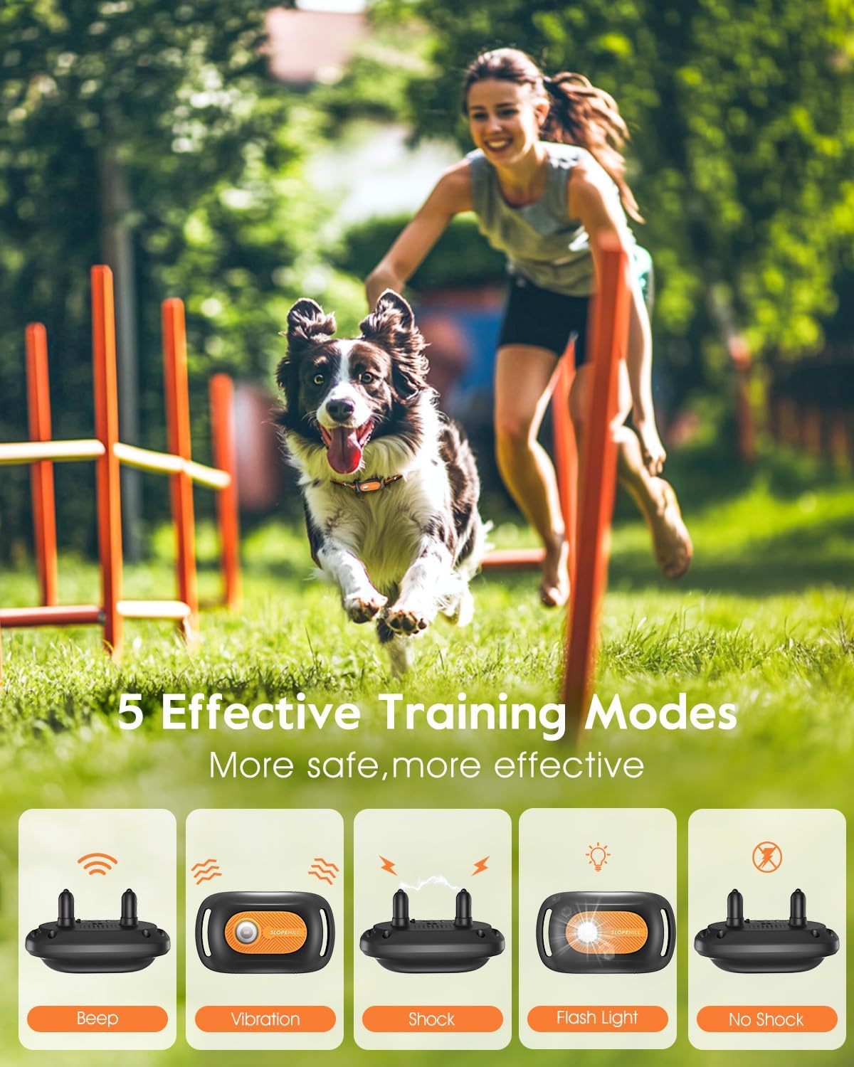 SLOPEHILL Collar de descarga para perros, collar de entrenamiento p...