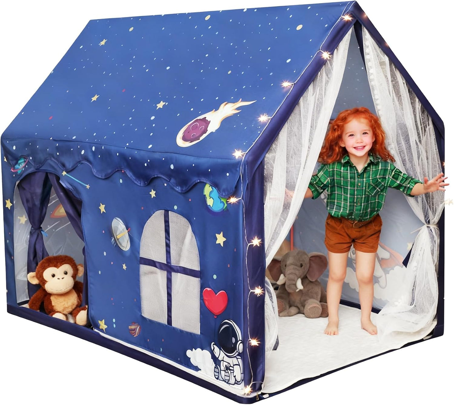Tienda espacial para niños, casa de juegos para interiores, con luz...