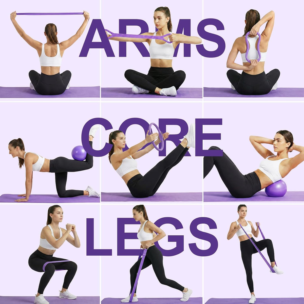 ElaraFit Home Juego de anillo y pelota de pilates para mujeres con...