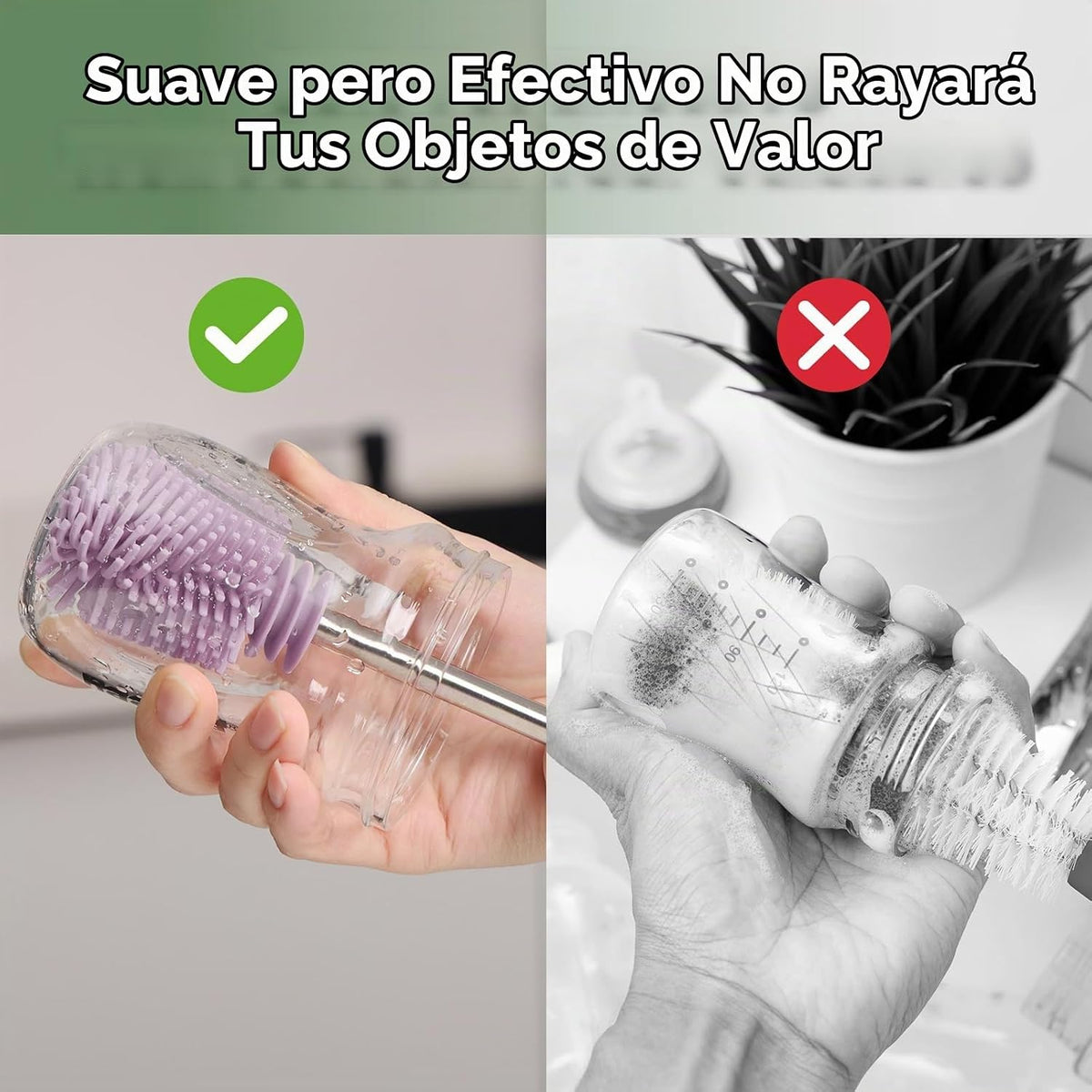 Haakaa Kit de cepillo de limpieza de silicona,Lavanda,Limpiador de...