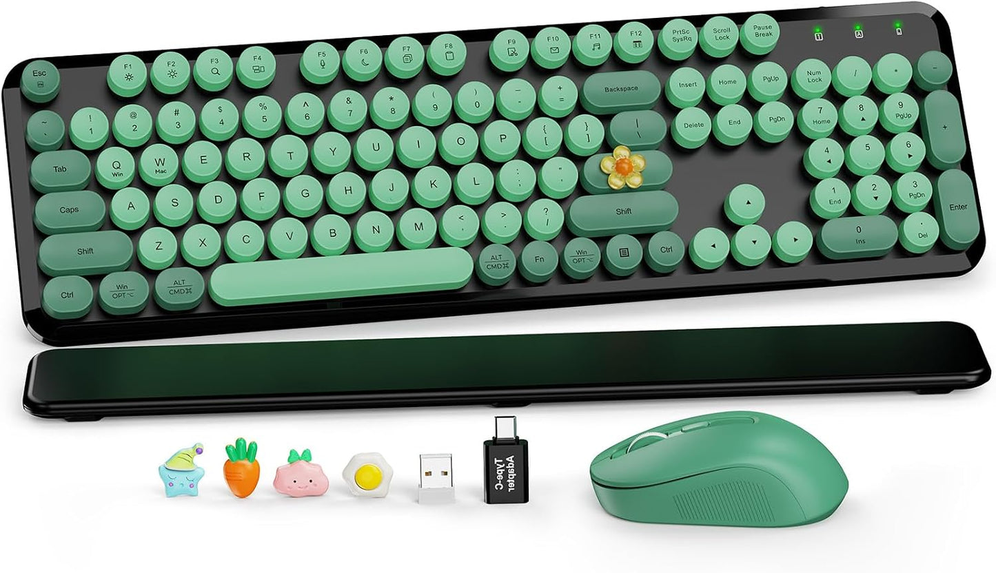 Teclado y mouse inalámbricos, tecla redonda, reposamuñecas magnétic...
