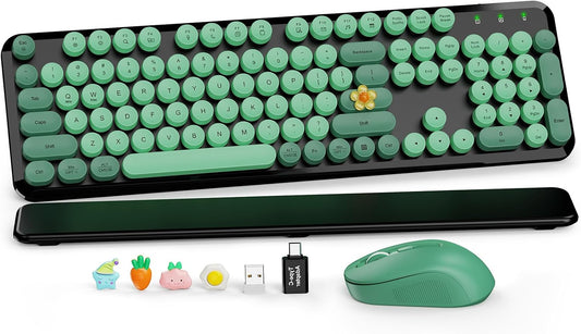 Teclado y mouse inalámbricos, tecla redonda, reposamuñecas magnétic...