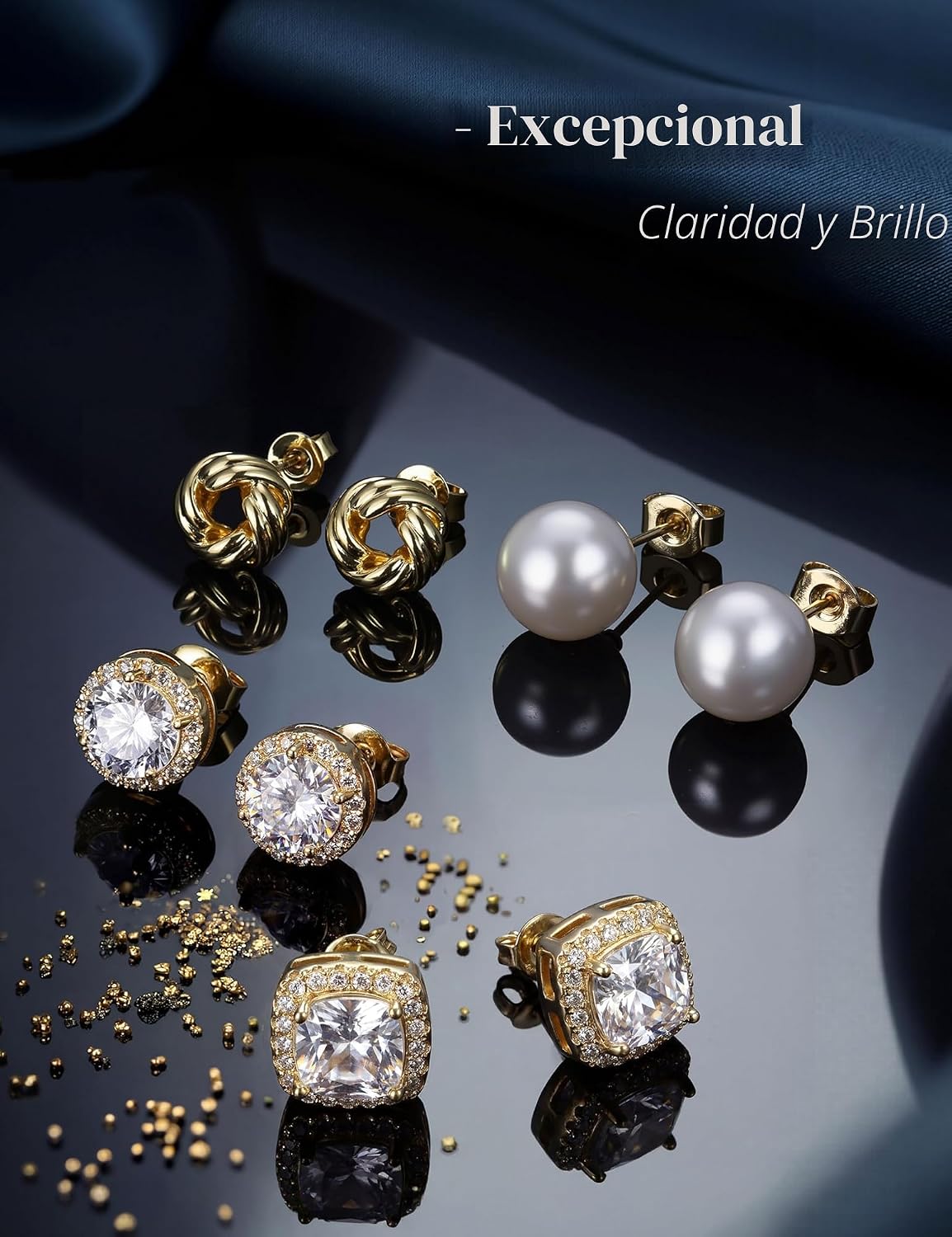 Aretes de tuerca chapados en oro de 14 quilates para mujer, hipoale...