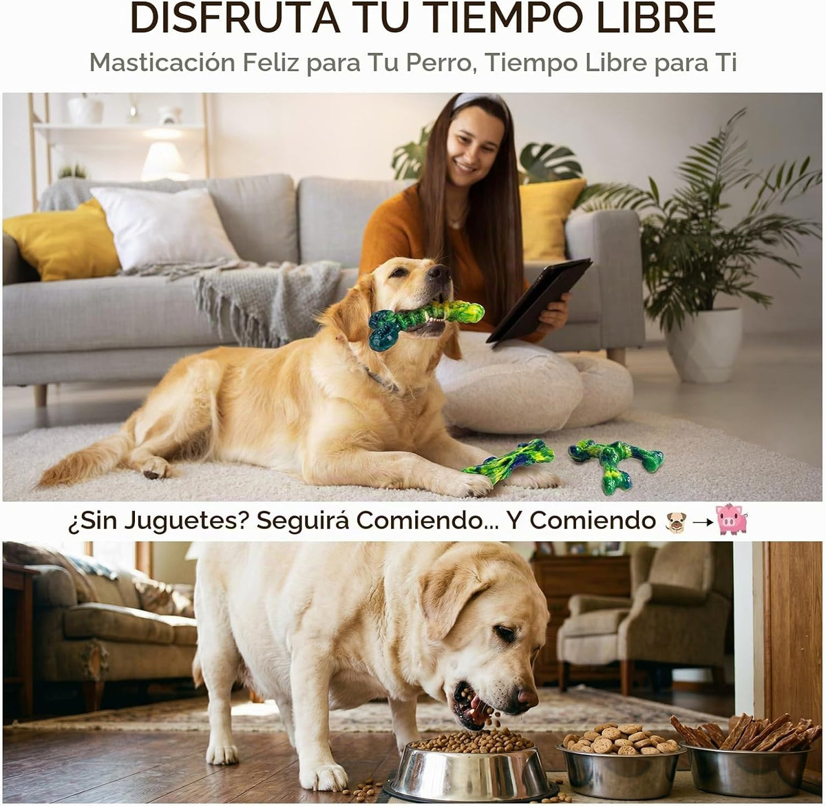 Kseroo Juguetes masticables para perros, paquete de 3, mantequilla...
