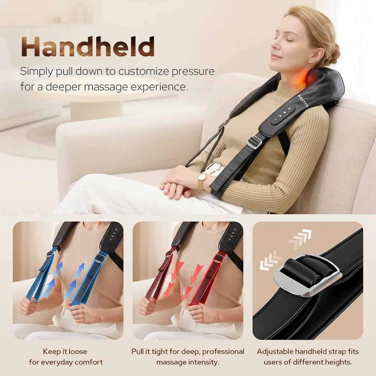 Masajeador de cuello Shiatsu con calor, máquina de masaje para rela...