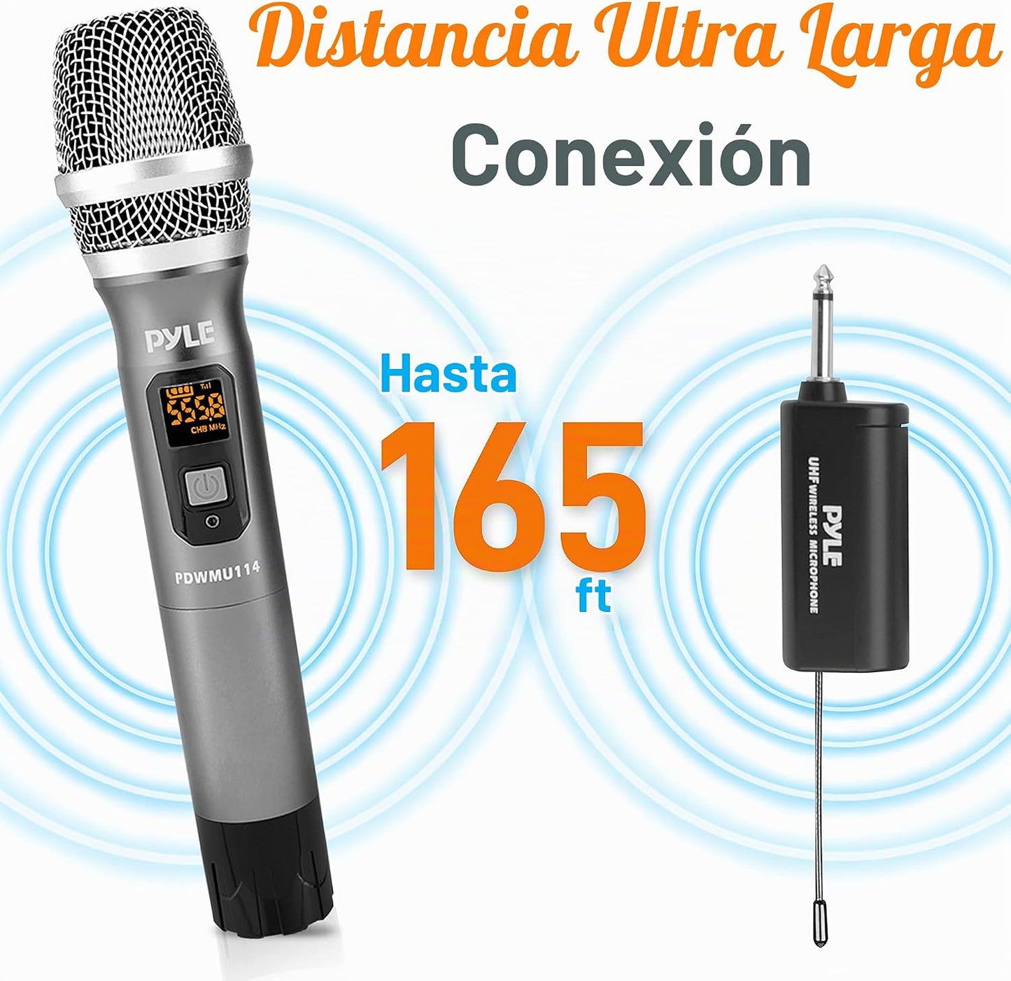 Pyle Kit de Sistema de Micrófono Inalámbrico UHF - Set de Micrófono...