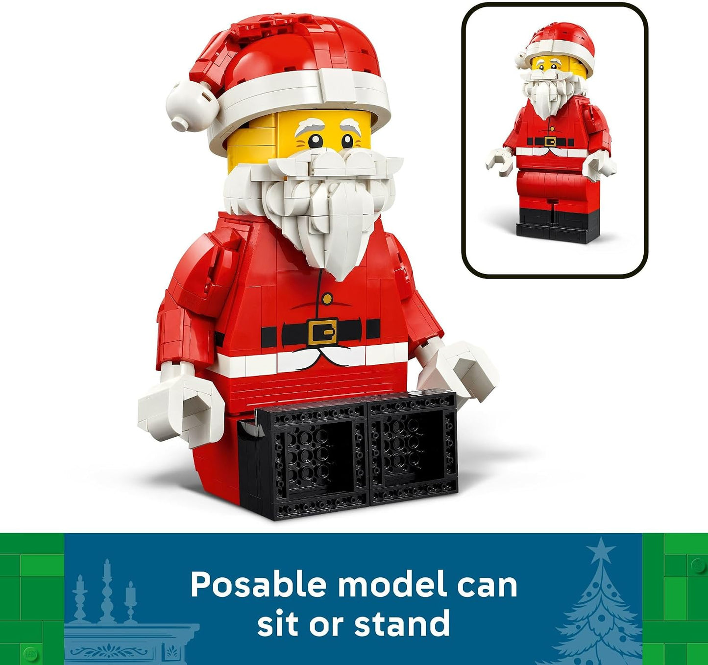 LEGO Juguete navideño de minifigura de Papá Noel a escala, decoraci...