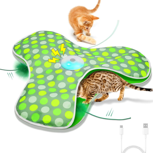umosis Juguetes interactivos para gatos recargables, moviendo pluma...