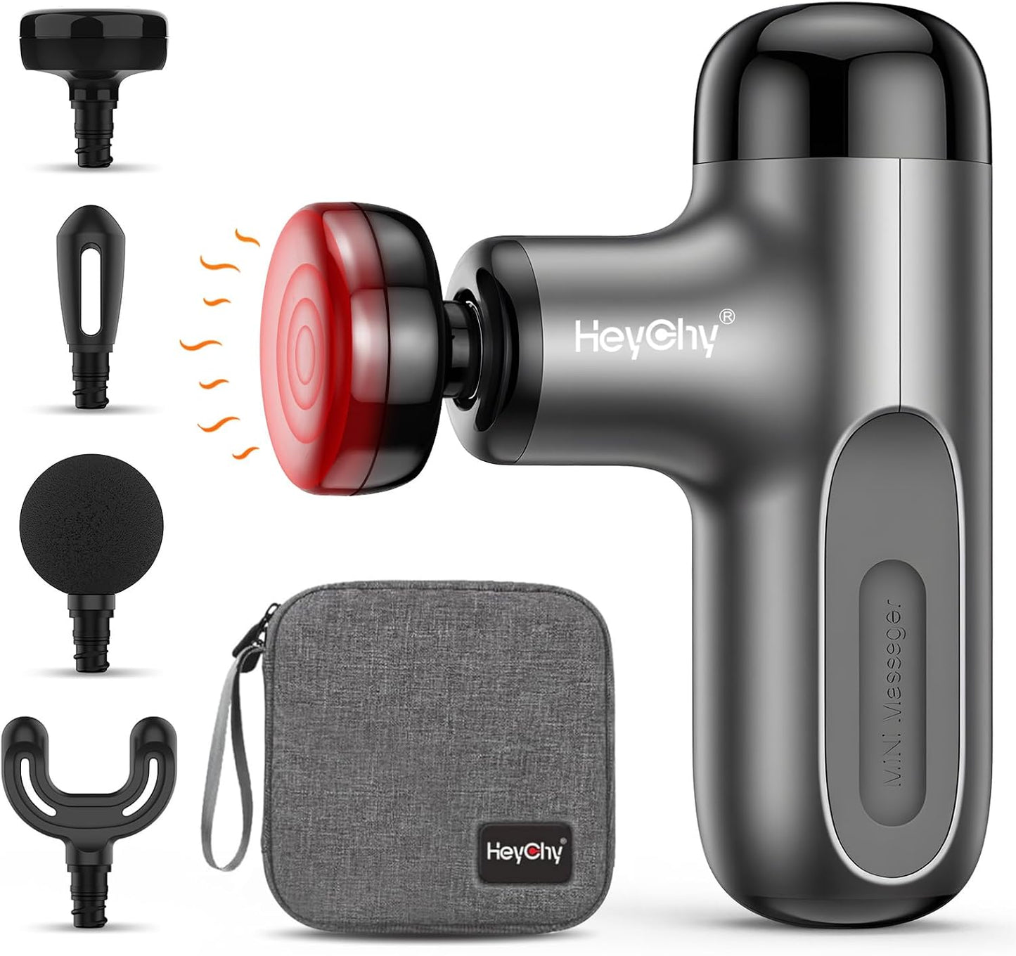 HEYCHY Mini pistola de masaje con calor, pistola de masaje de tejid...