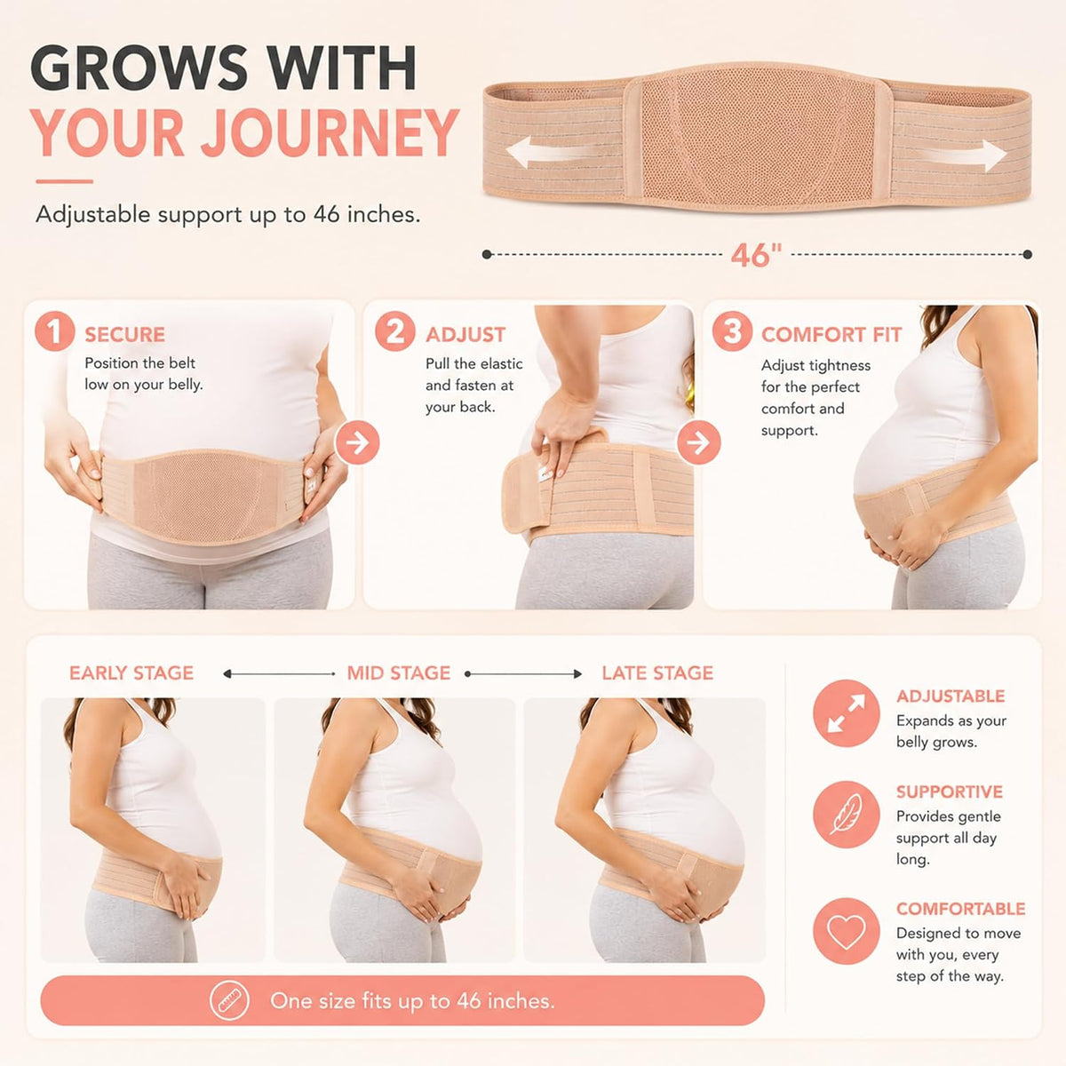 AZMED Cinturón de maternidad con soporte para la espalda - Faja abd...