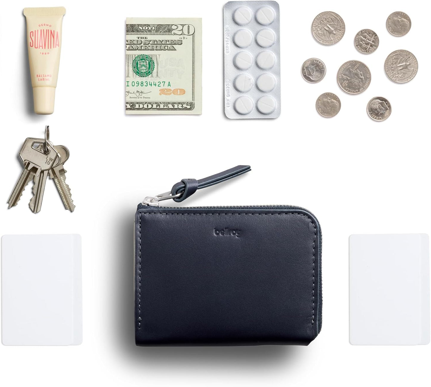 Bellroy L-Pocket, Cartera minimalista con cremallera - Azul marino...