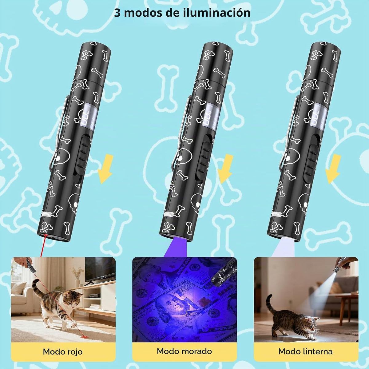 Juguetes interactivos para gatos Waputne con 7 modos ajustables, pa...