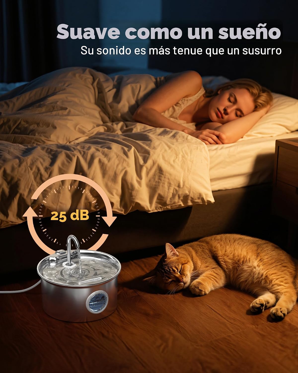 Fuente de agua para gatos de acero inoxidable: fuente para gatos pa...