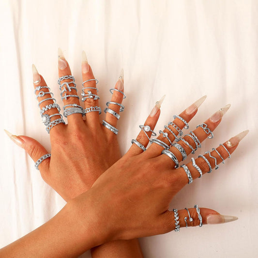 CHICUTIE Juego de anillos dorados para nudillos para mujeres, apila...