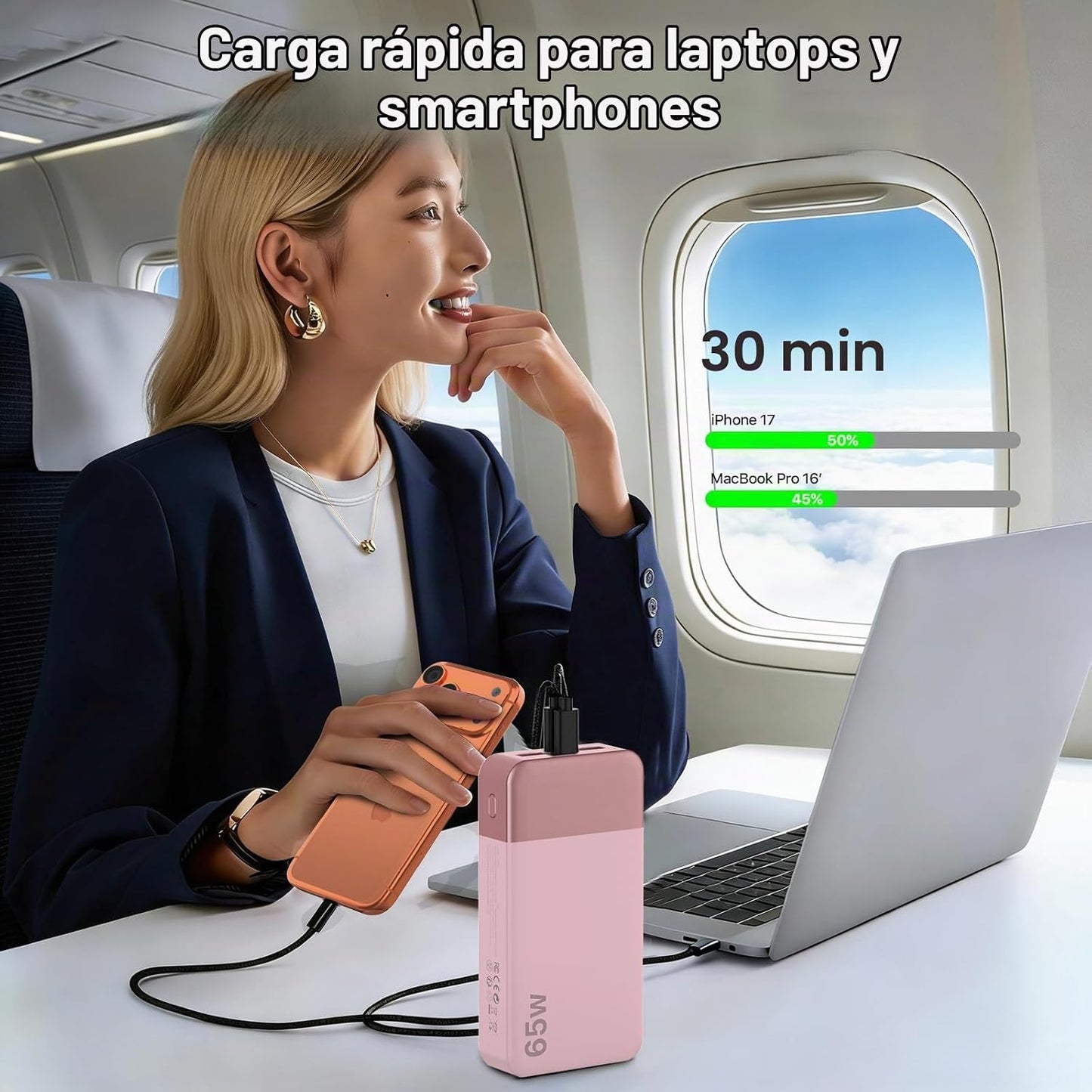 NOBIS Cargador portátil 20000mAh 65W Power Bank Carga rápida | Pane...