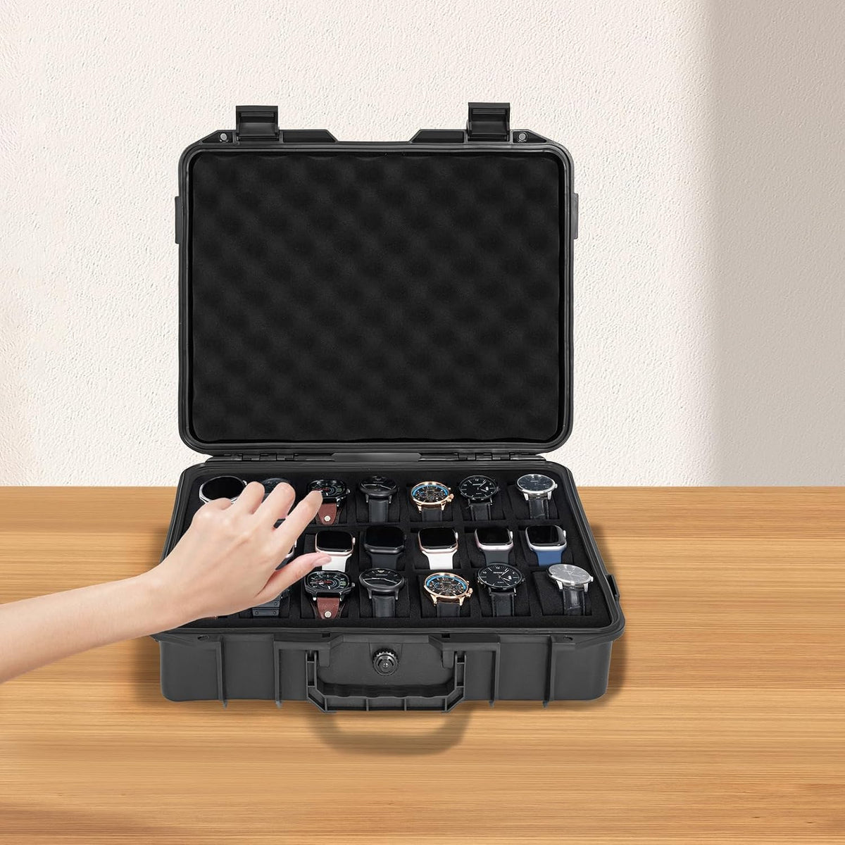 FREEAMG Estuche de viaje para reloj con 21 ranuras para hombres, ca...