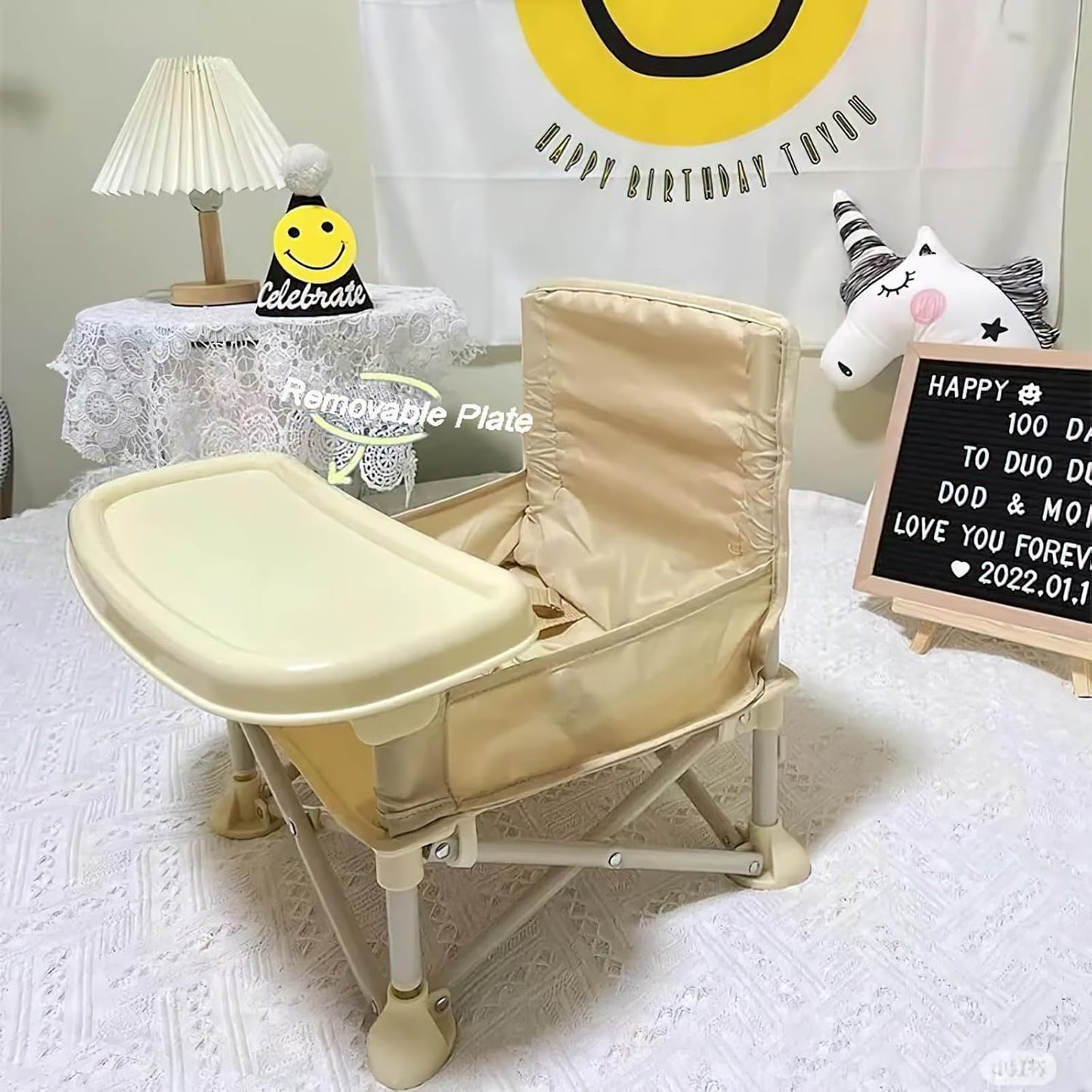 Silla de comedor plegable portátil para bebé, silla alta al aire li...