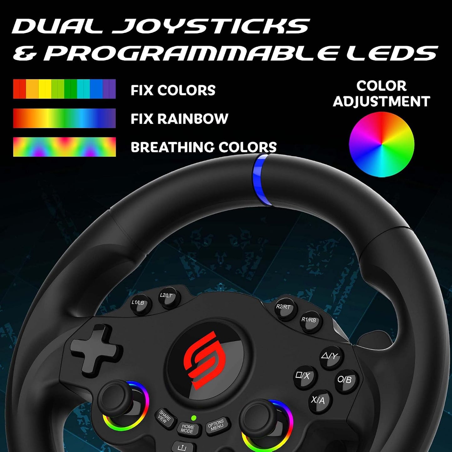 SUBSONIC Racing 220RS-5 RGB Volante para juegos PS5 y PC \u2013 Ped...