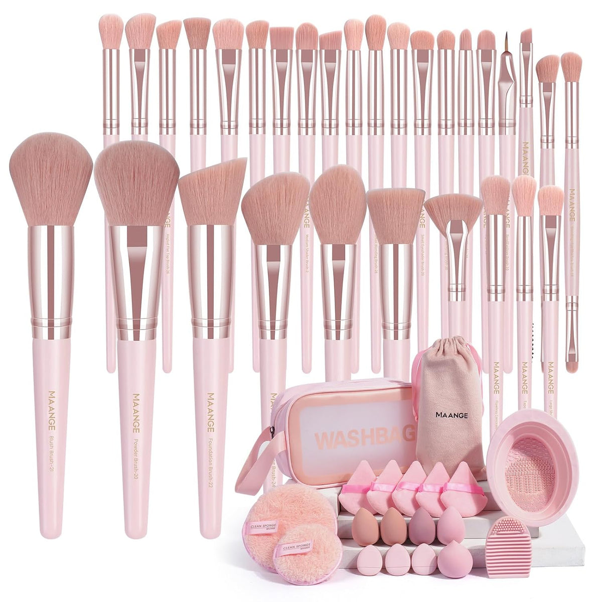 MAANGE Juego de 49 Brochas de Maquillaje, Set de Herramientas de Ma...