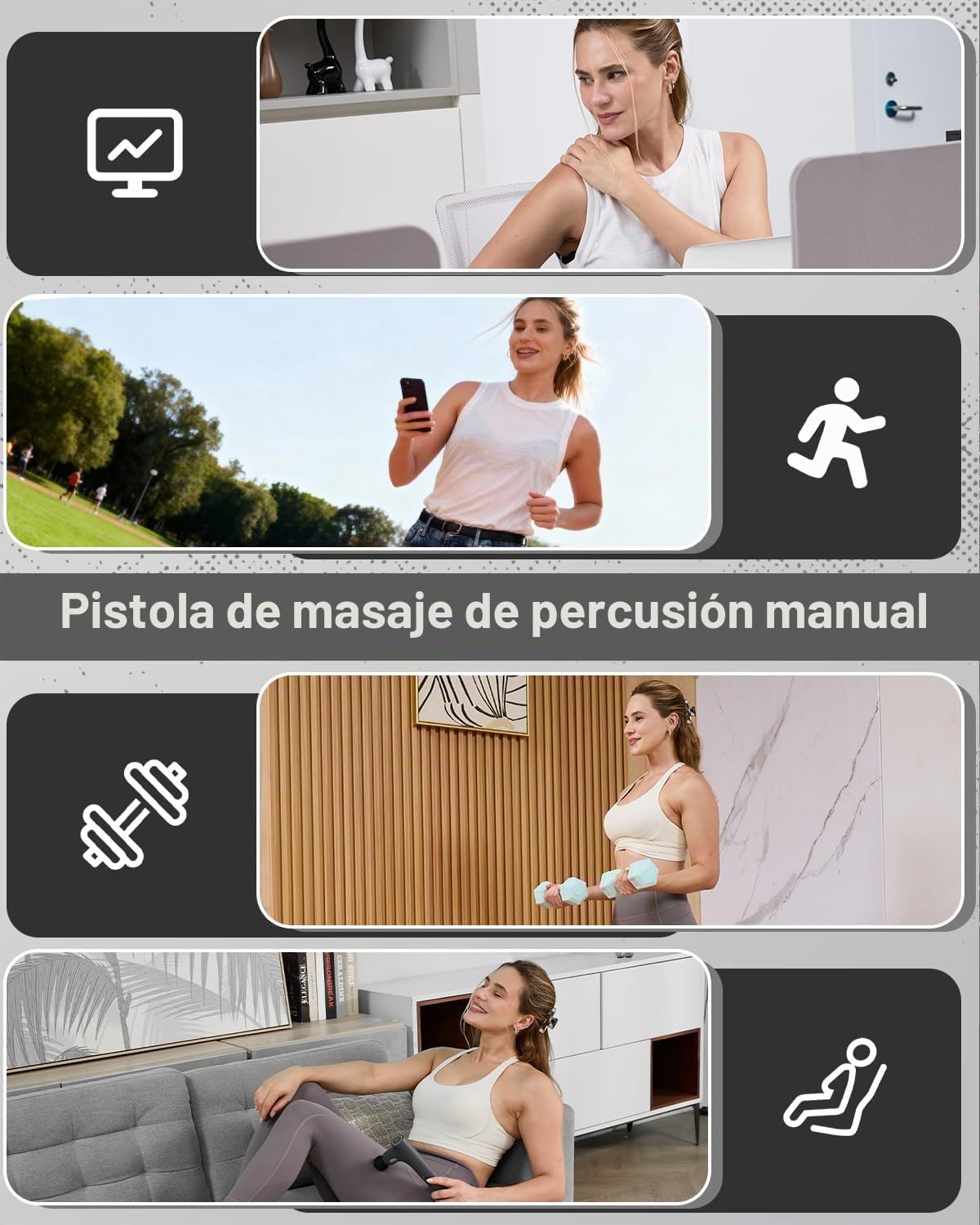 Mini pistola de masaje desmontable 3 en 1 de tejido profundo con ma...