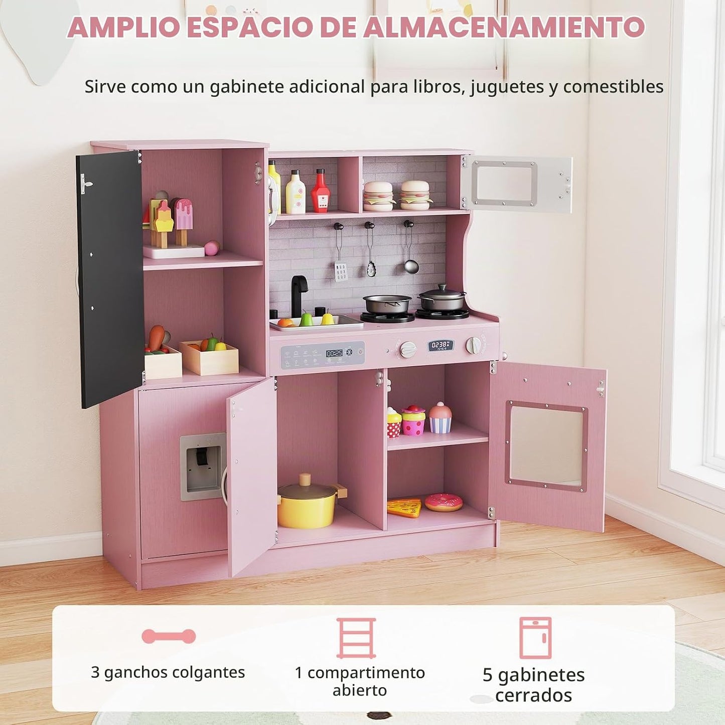 Costzon Juego de cocina para niños, gran juego de juguetes de cocin...