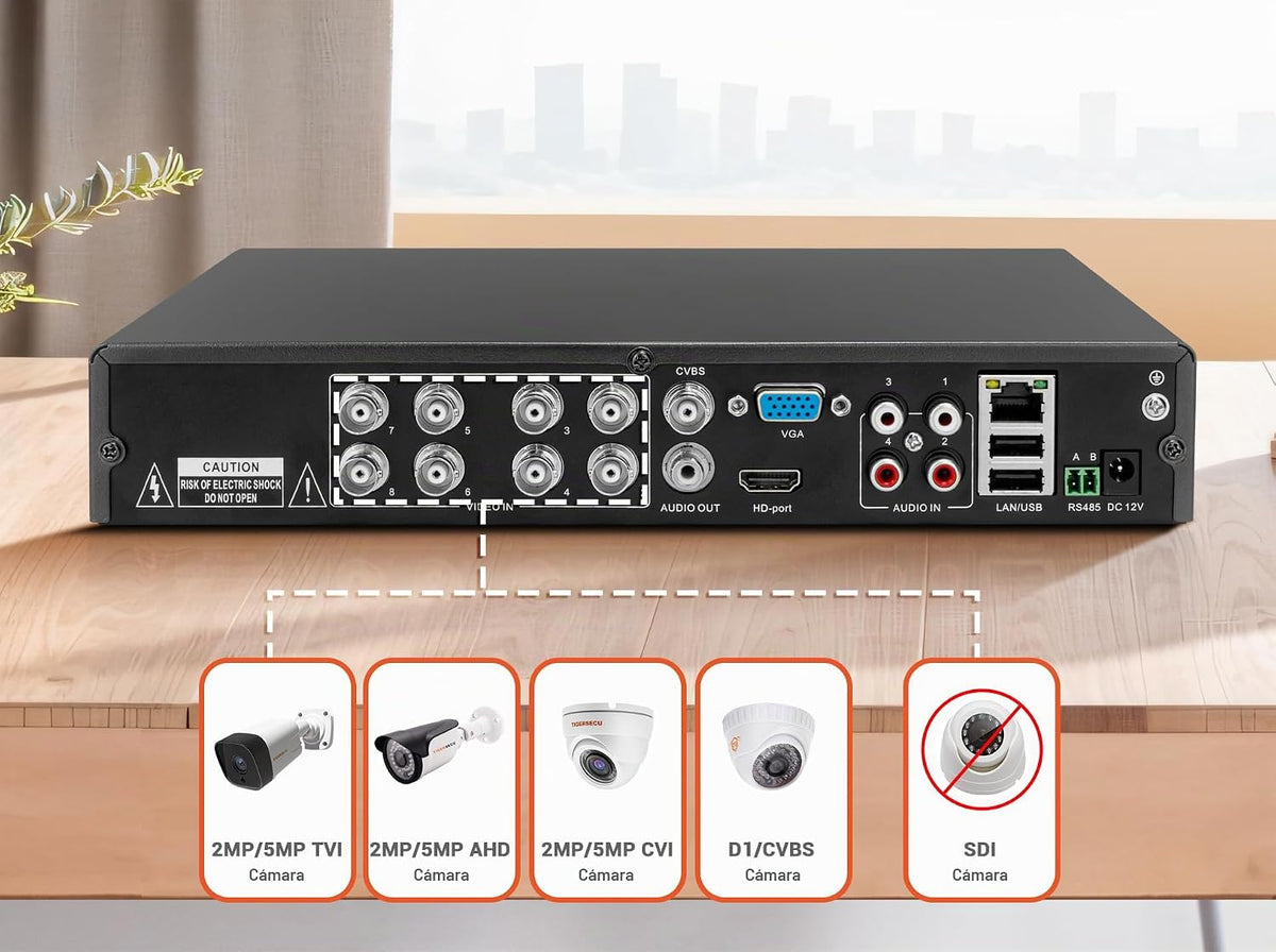 TIGERSECU Grabadora de seguridad DVR Super HD 1080P de 8 canales co...