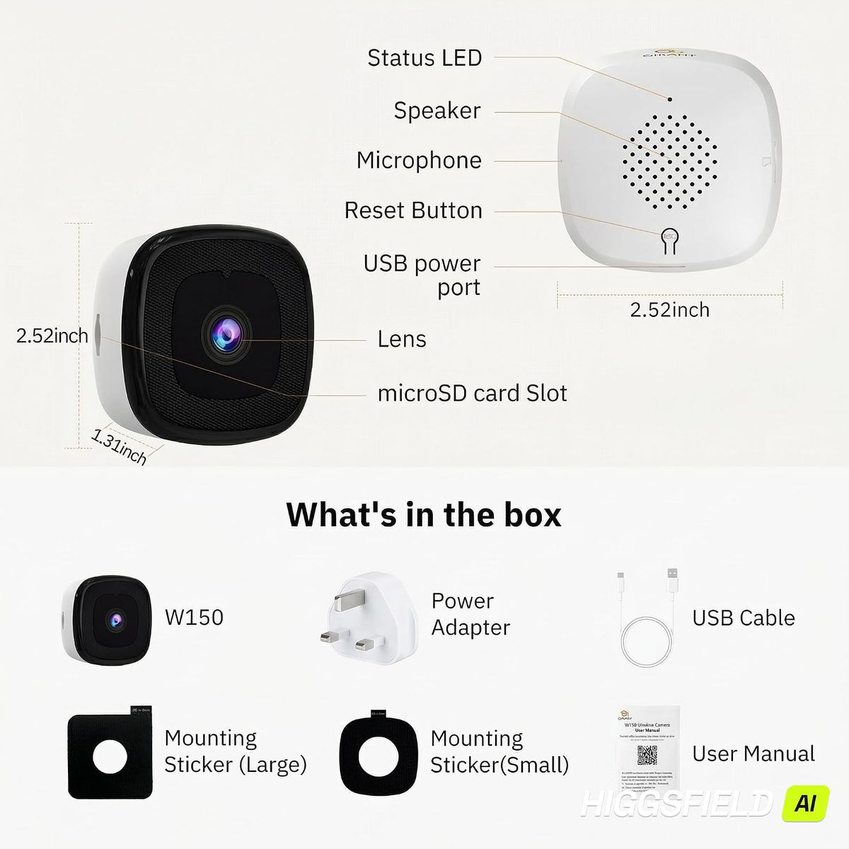 Girafit Cámara de ventana de 3 MP 2K, cámaras de interior WiFi de 2...