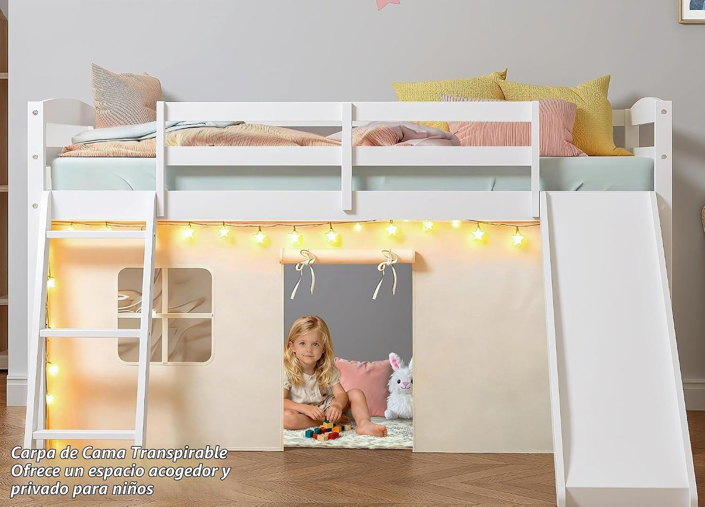 Spirich Cama Loft para Niños con Tobogán y Escalera, Marcos de Cama...