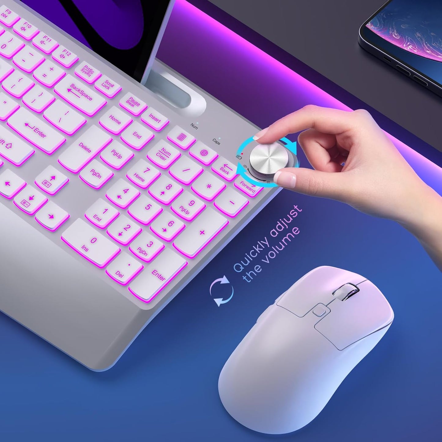 GAMCATZ Combo de teclado y mouse inalámbricos retroiluminados - Tec...