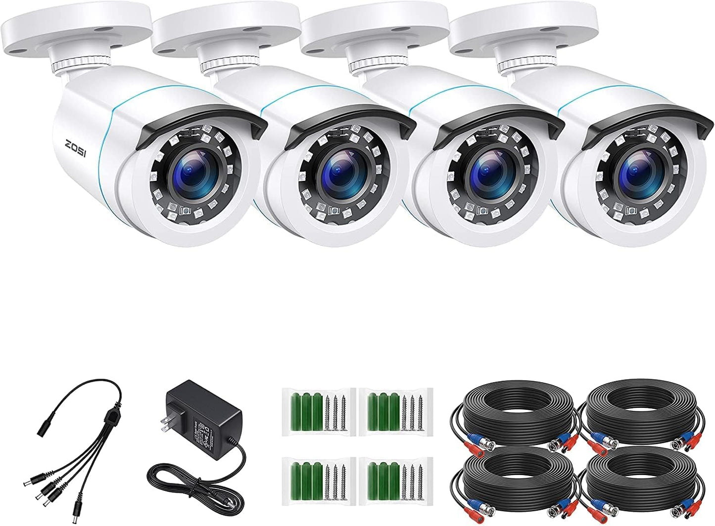 ZOSI 4 x 2MP 1080p HD-TVI Cámara de seguridad para el hogar, para i...