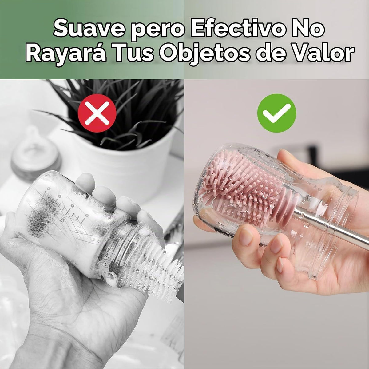 haakaa Cepillo de limpieza de silicona para botellas, cerdas de sil...