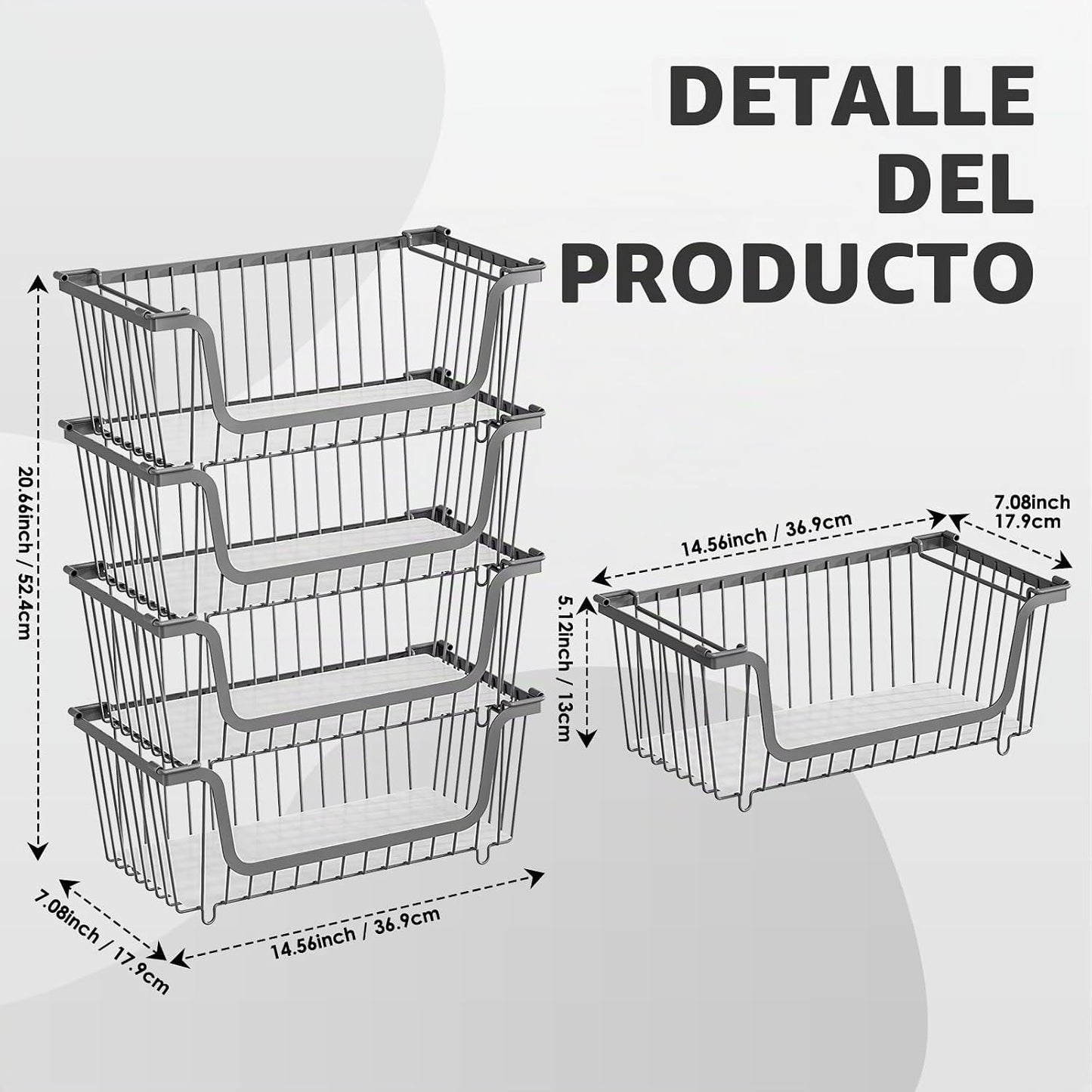 GAOKASE 4 Cestas de Alambre Apilables para Organizadores y Almacena...