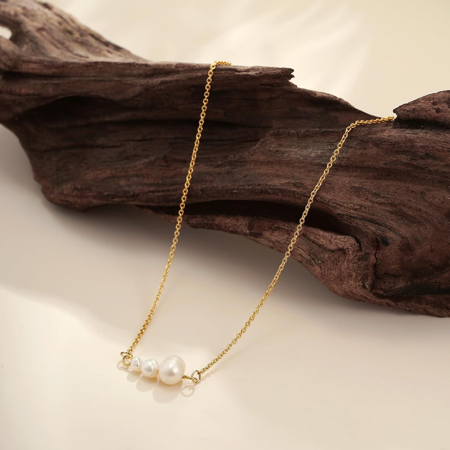 Treasure Bender Collares de perlas de oro para mujer, collar delica...
