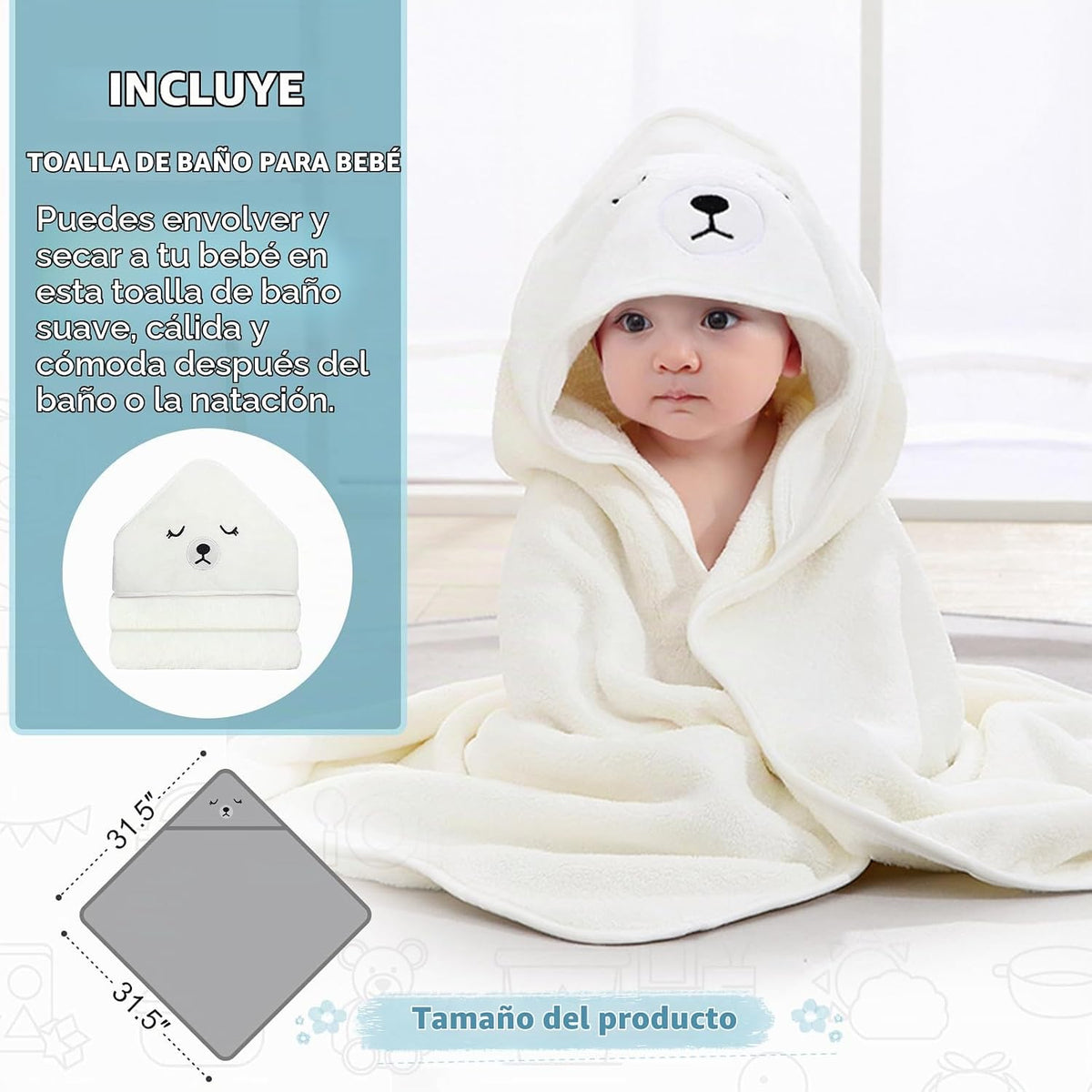 MoreFeel Bañera plegable para bebé recién nacido con termómetro y 1...
