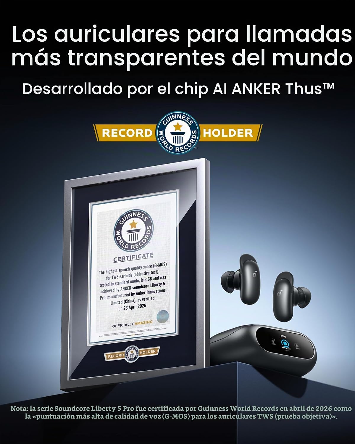 Soundcore Liberty 5 Pro,Calidad de llamada certificada por Guinness...