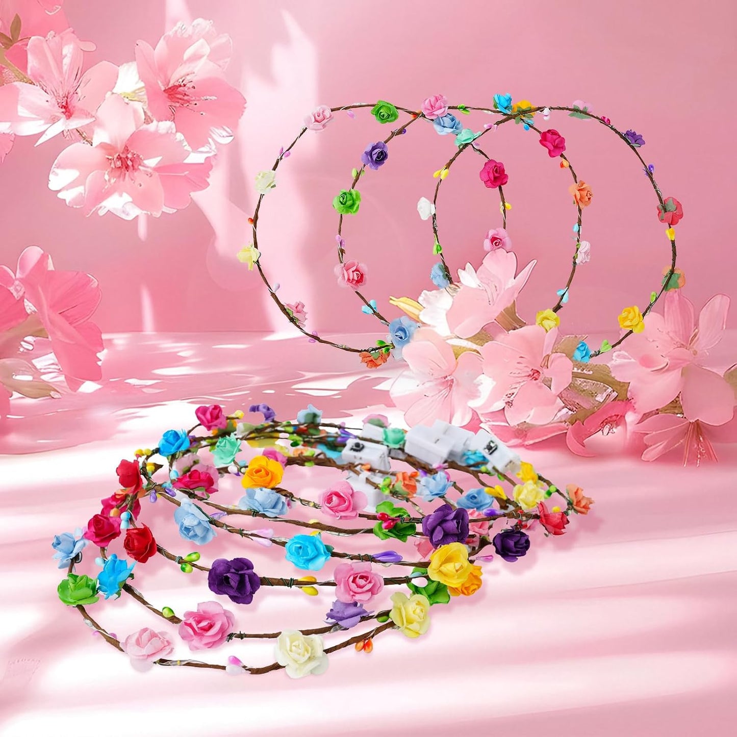Regalos del Día de San Valentín, 24 PCS Diademas de Coronas de Flor...