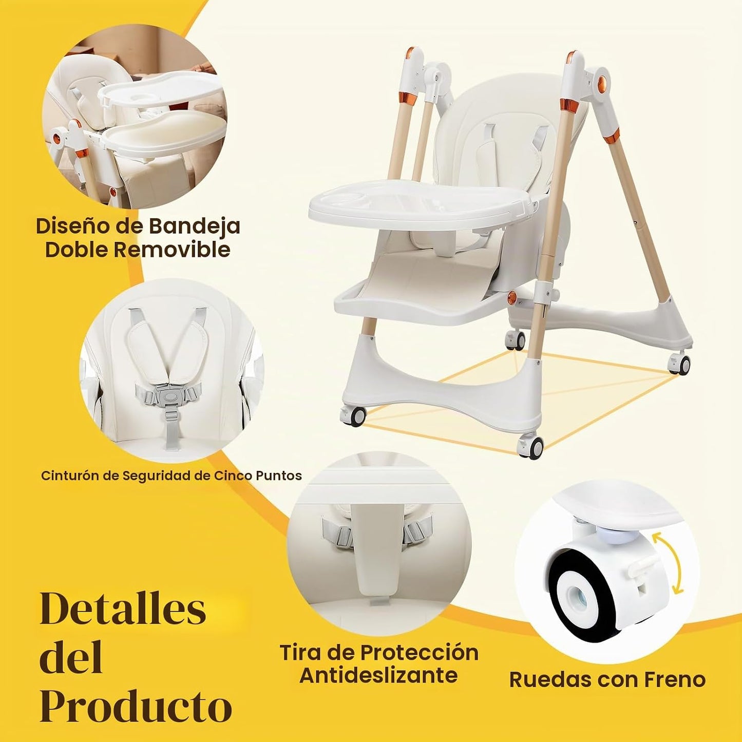 Silla alta 6 en 1 | Silla alta convertible para recién nacido a niñ...