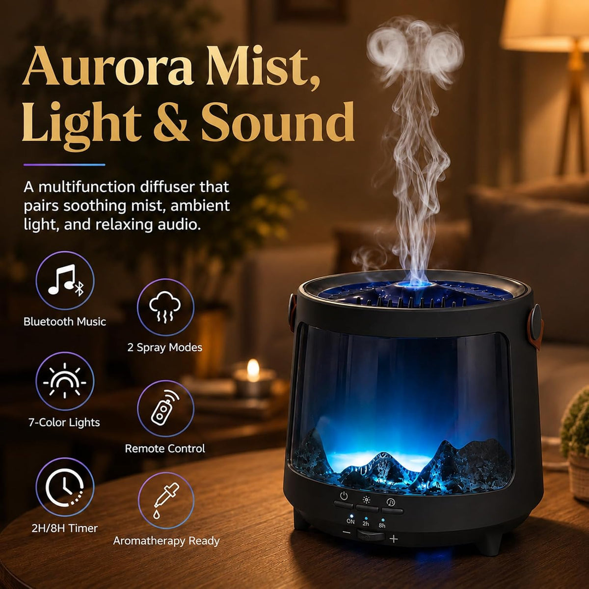 Medusa Aroma Difusor Auto-Off Cool Mist Humidificador para el hogar...