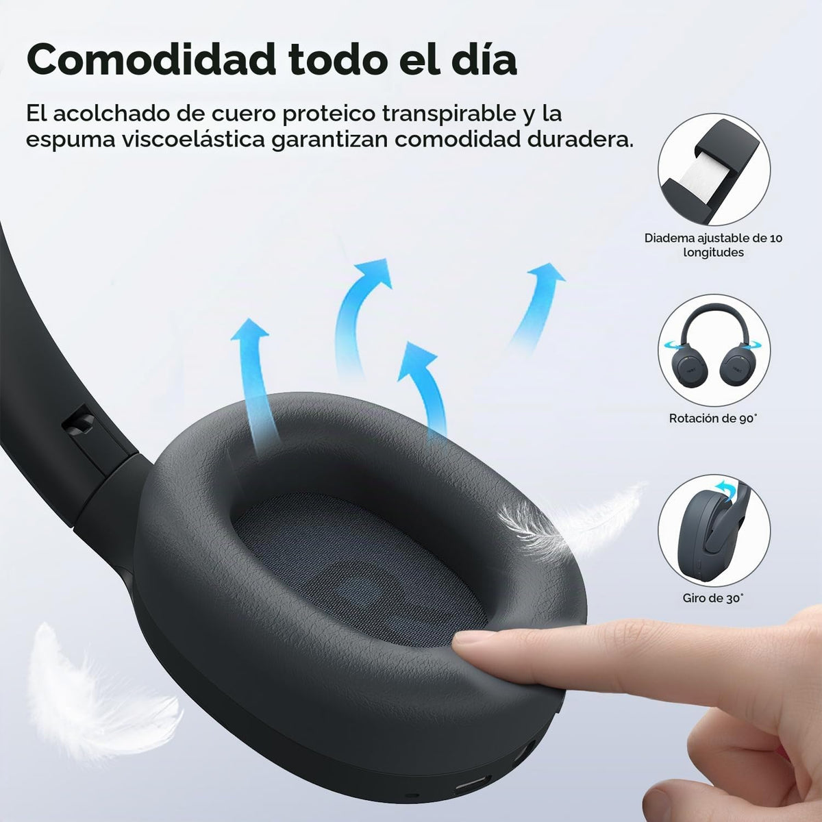 Tribit QuietPlus 81 Auriculares inalámbricos sobre la oreja, tiempo...