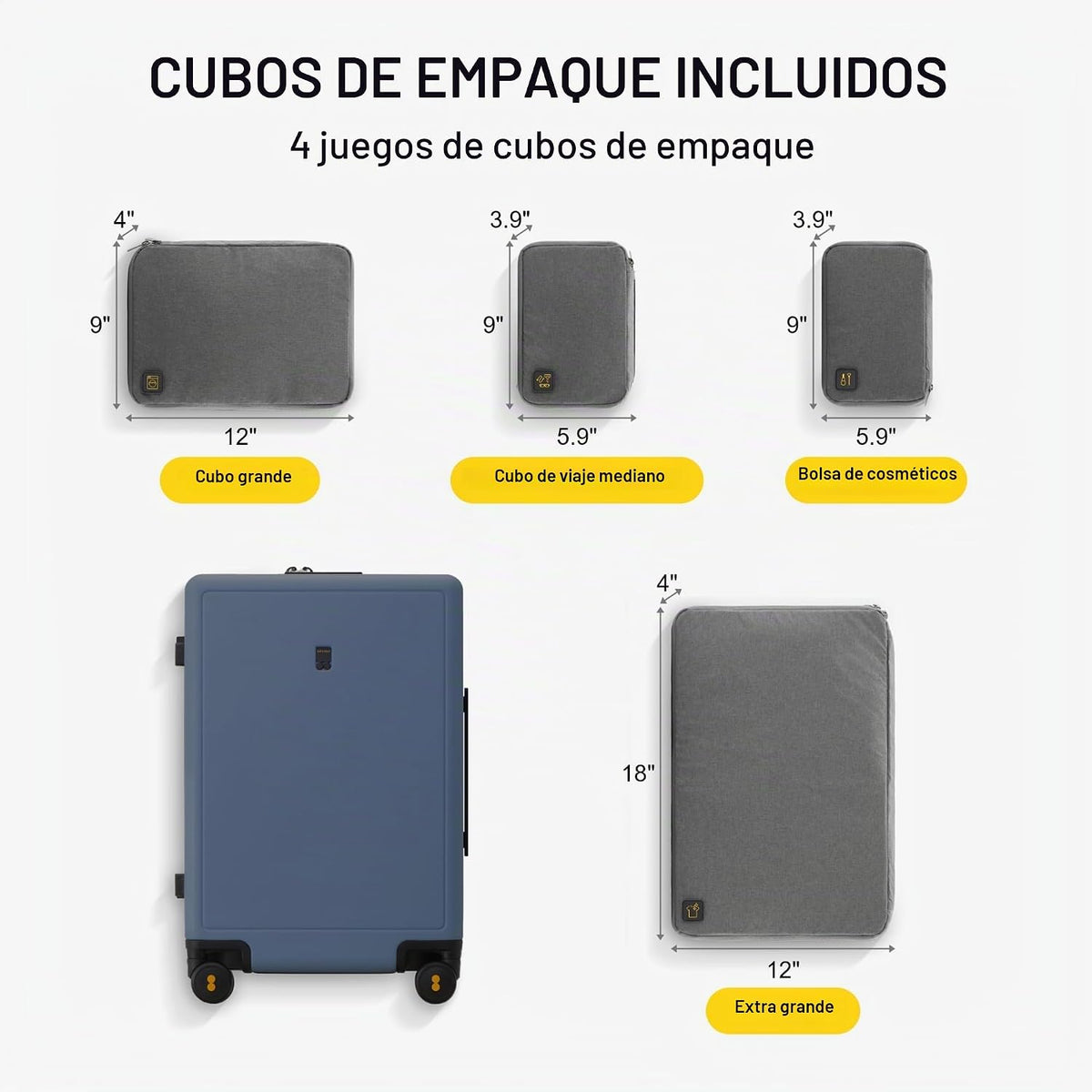 LEVEL8 Serie de equipaje mate Elegance, Gris azulado, 20 pulg., Cla...