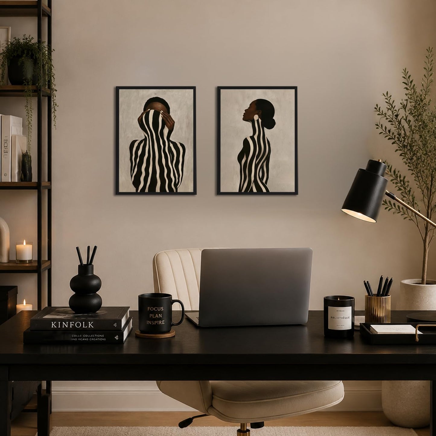 Arte de pared de mujer negra, lienzo afroamericano, decoración de p...