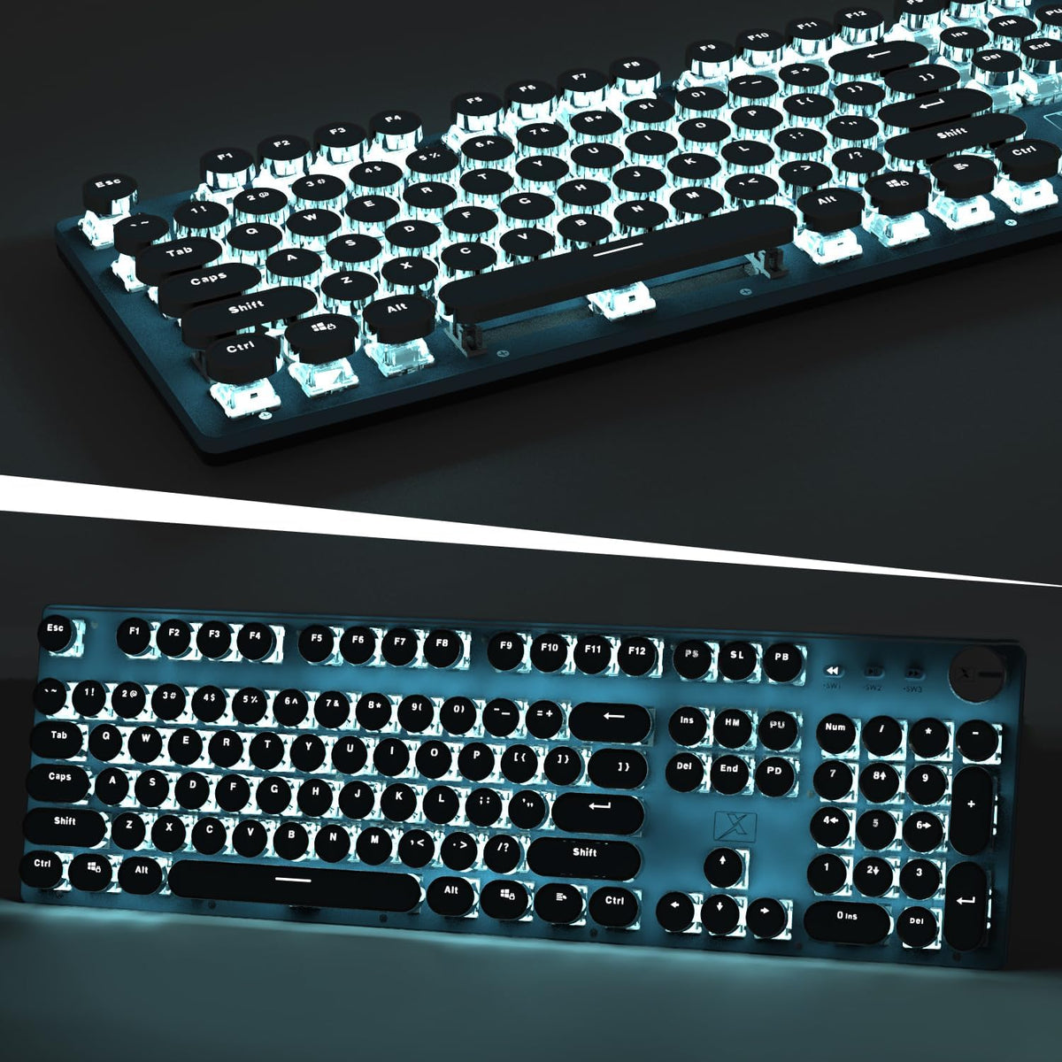 LexonElec Teclado mecánico retro para juegos estilo máquina de escr...