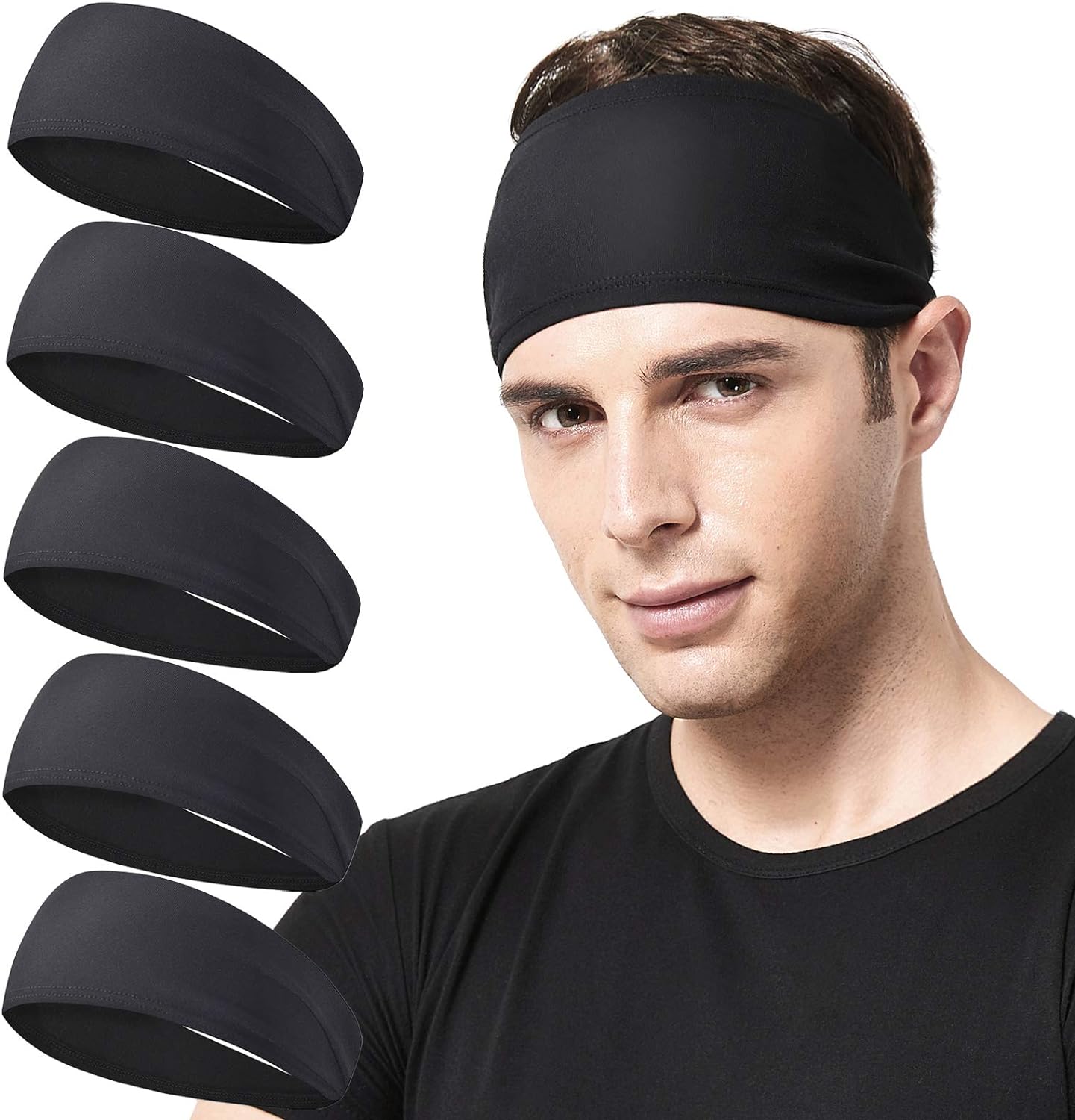 Acozycoo Diadema deportiva para hombre, 5 unidades, para correr, ci...