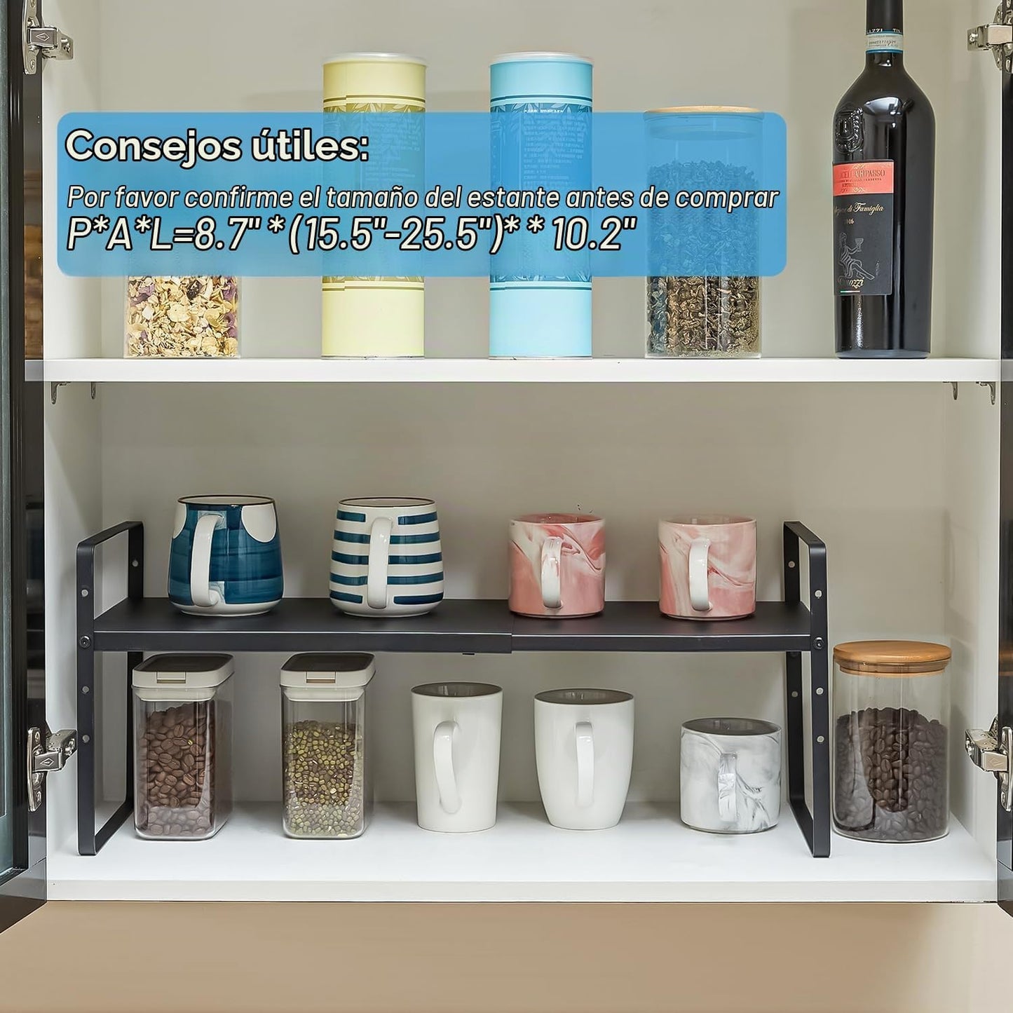 Estante organizador de gabinete de cocina expandible de 15.5 a 25.5...